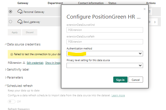 Not able to schedule refresh in power BI service w... - Microsoft ...