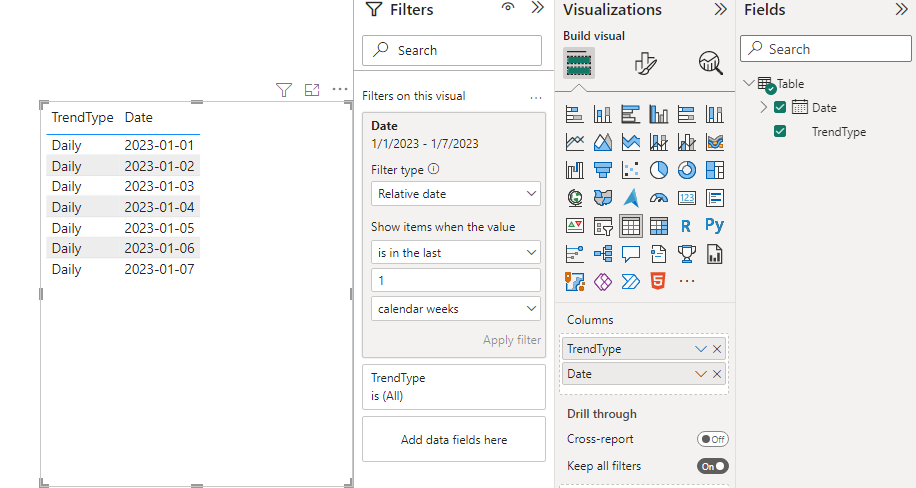 Getting last week data dynamically - Microsoft Fabric Community