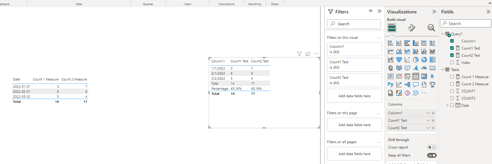 Solved: I Have a table with Total , I need to show Percent ...