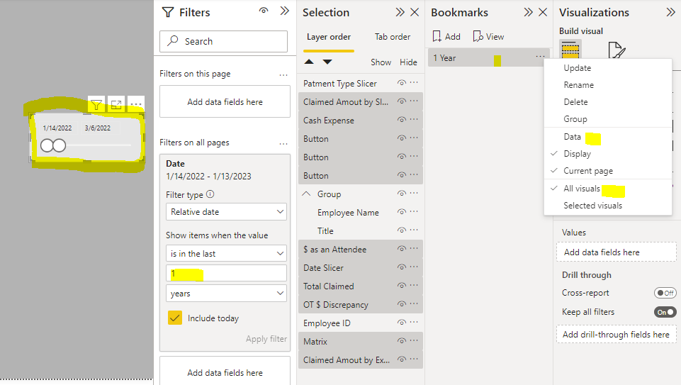 Bookmark with Selective Visual not working - Microsoft Fabric Community