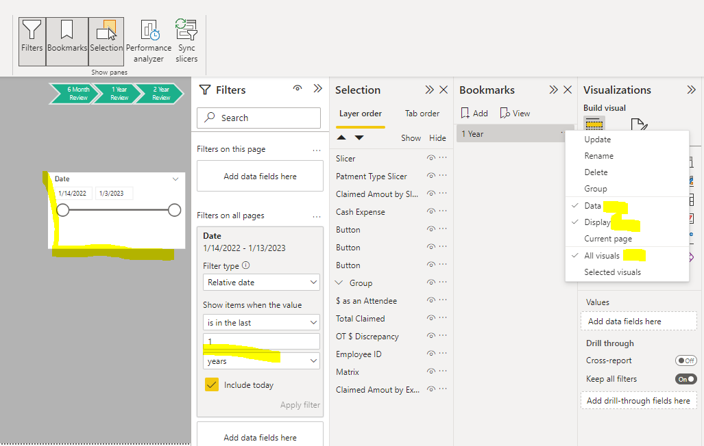 Bookmark with Selective Visual not working - Microsoft Fabric Community