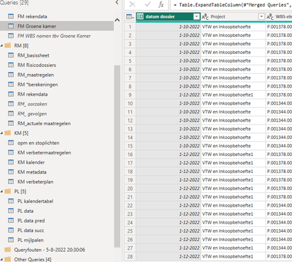 query editor: Mark "datum dossier"