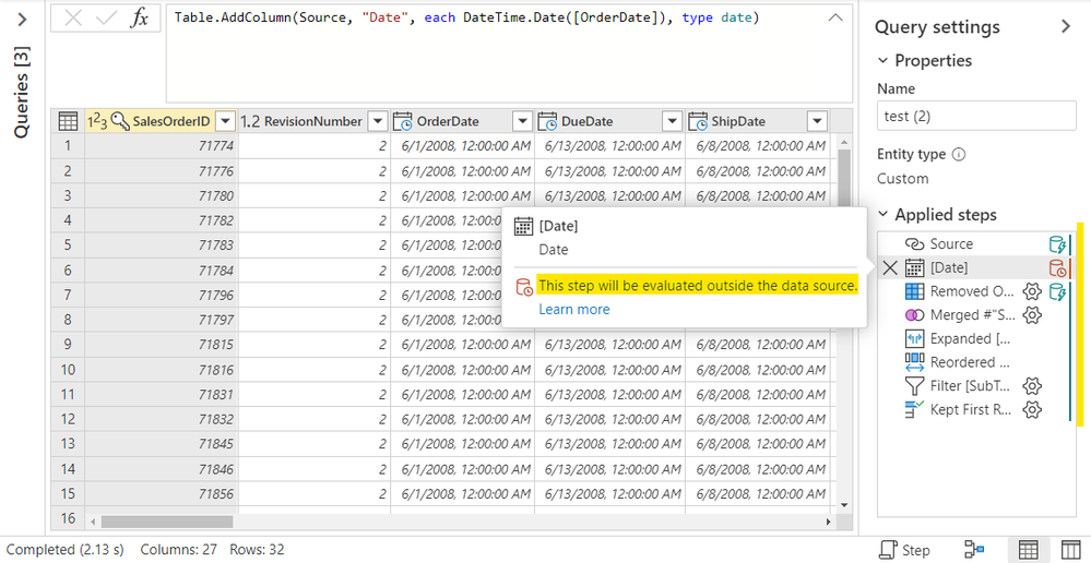 Figure3. Same query but using Power Query Online