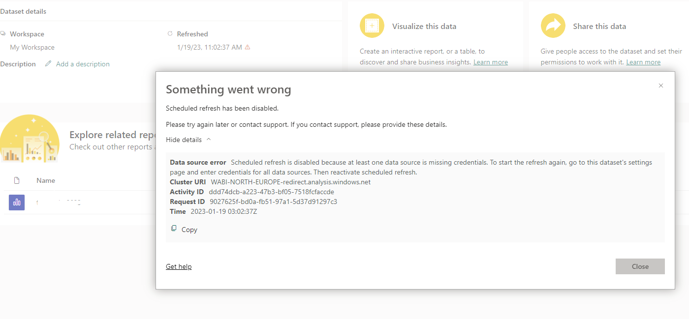 Failed to refresh Sharepoint list in power BI serv... - Microsoft ...