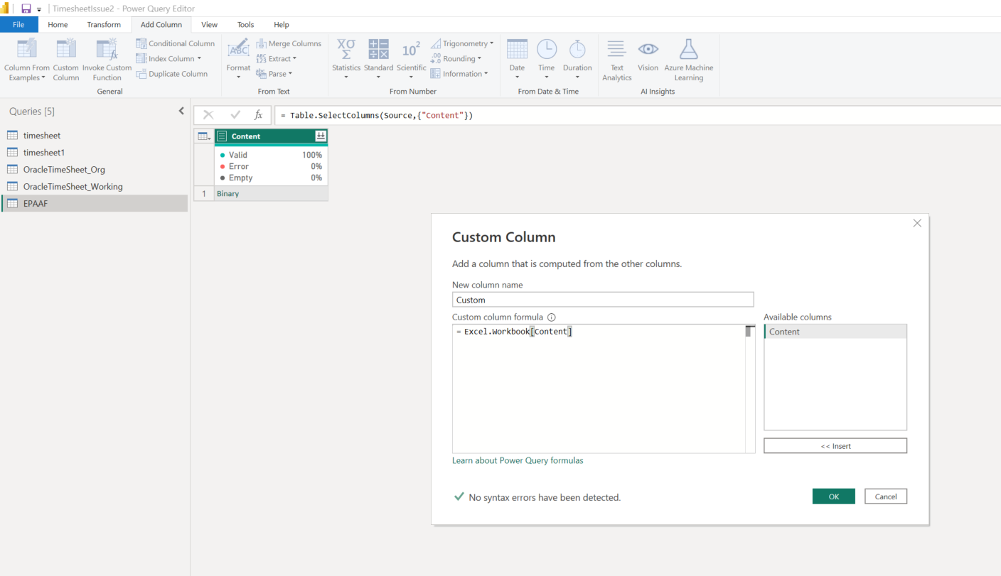error while excel file import from folder - Microsoft Fabric Community