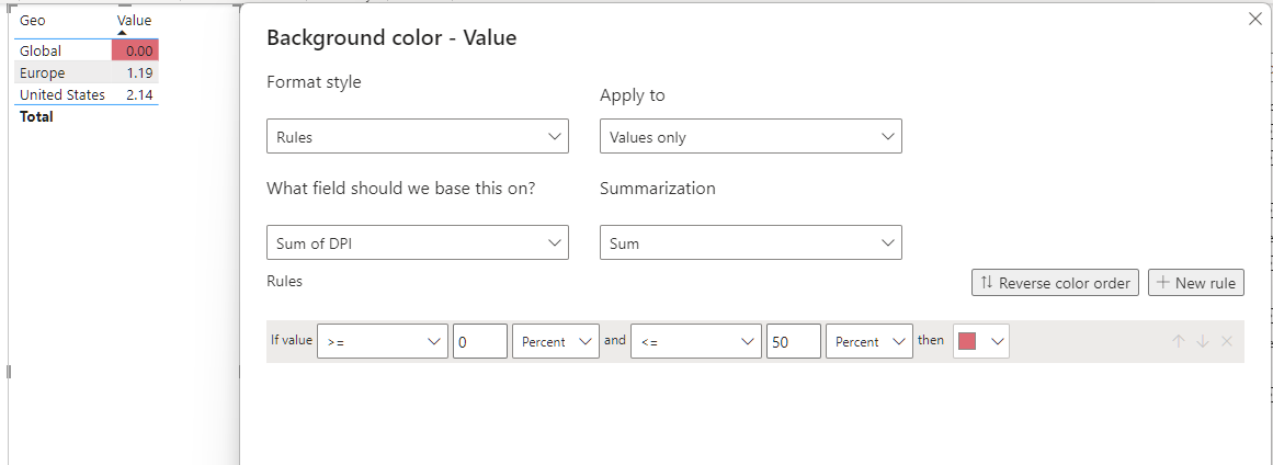 Conditional formatting using percent option - Microsoft Fabric Community