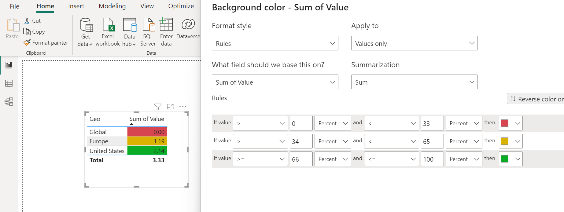 Conditional formatting using percent option - Microsoft Fabric Community