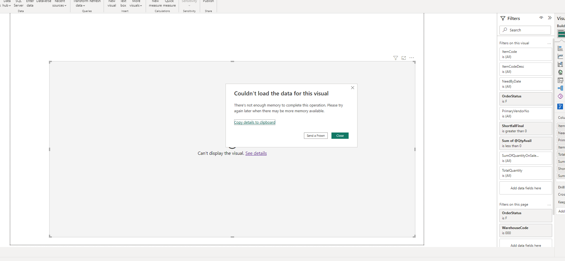 Unable to Display the Visual - Microsoft Fabric Community