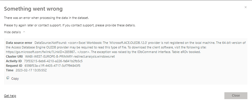 Something went wrong. There was an error when proc... - Microsoft ...