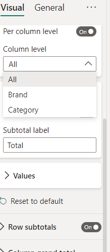 Remove Measure Sub Totals in Matrix - Microsoft Fabric Community