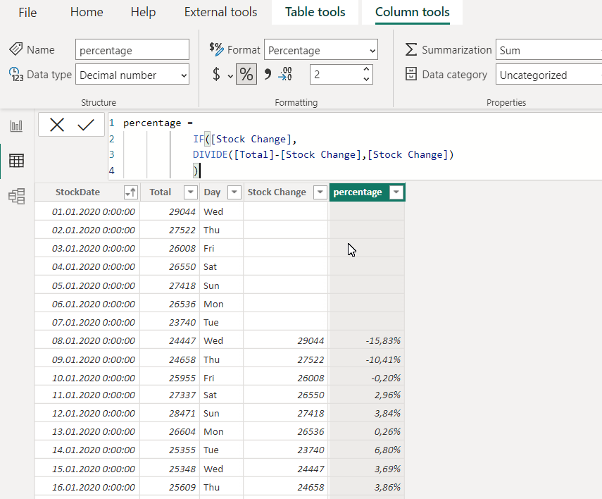 Solved: Calculate Percentage Change - Microsoft Fabric Community