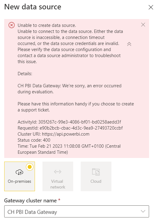 Enterprise Gateway error while adding source - pro... - Microsoft ...
