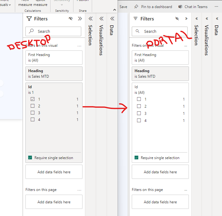 Filter losing value after publishing report to the... - Microsoft ...