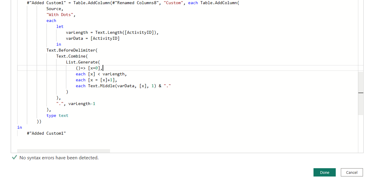 Solved: Add dot after each character in string - Microsoft Fabric Community