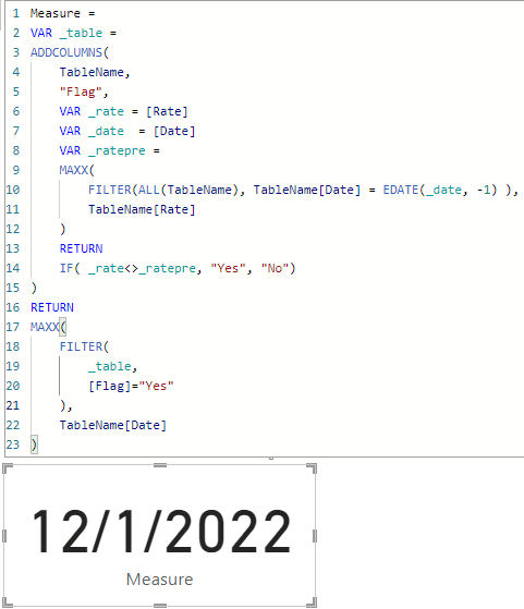 Solved: Need a Dax for Last Date Change - Microsoft Fabric Community
