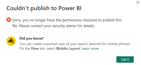 Cannot publish Power BI Desktop report to Power BI... - Microsoft ...