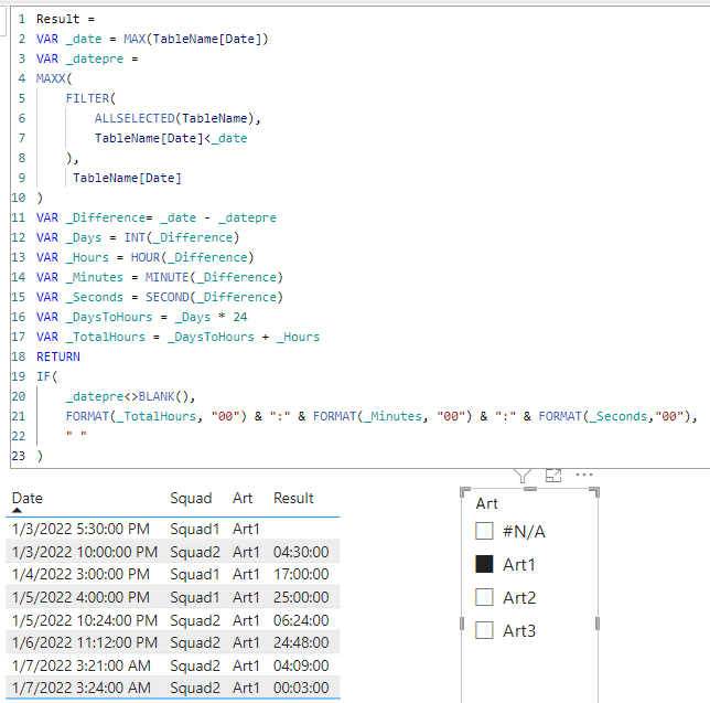 Solved: Difference between dates on different rows and sam ...
