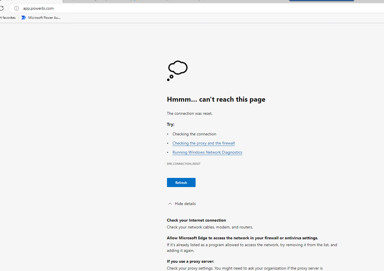 Error on Accessing https://app.powerbi.com - Microsoft Fabric Community