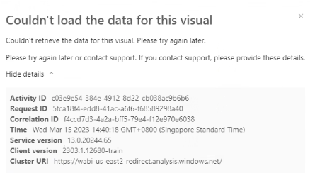 Couldn't load the data for this visual - Direct qu... - Microsoft ...
