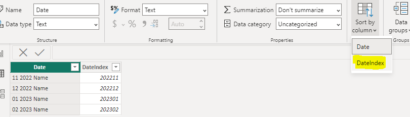 Sorting visual by a "date" that is text based. - Microsoft Fabric Community