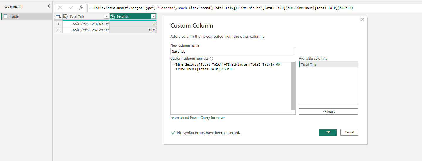 Solved: Time (minutes and seconds to seconds) - Microsoft Fabric Community