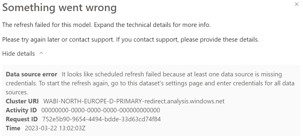 Refresh a Dataset with an API error - Microsoft Fabric Community