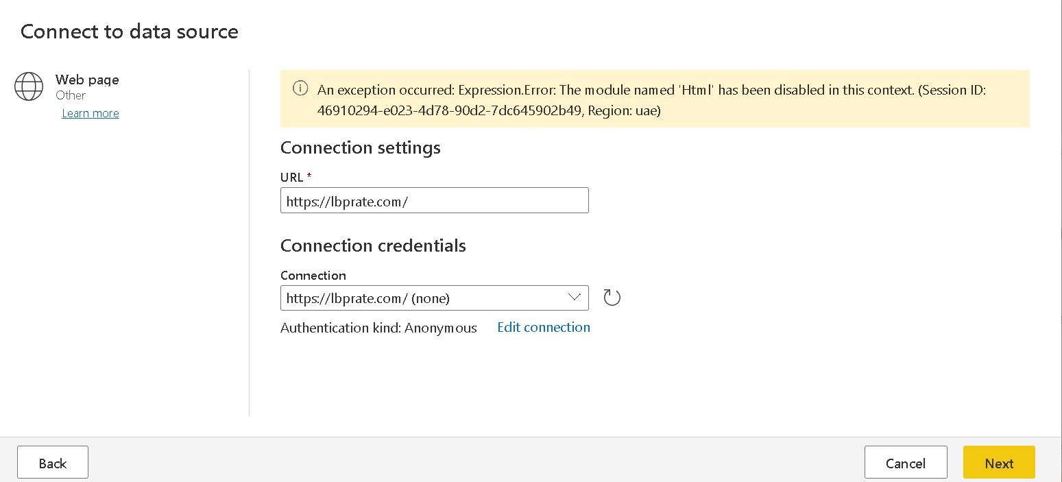 Dataflows web connection error - Microsoft Fabric Community