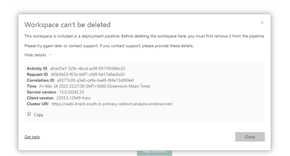 I can not delete my worskpace EVEN I removed it fr... - Microsoft ...