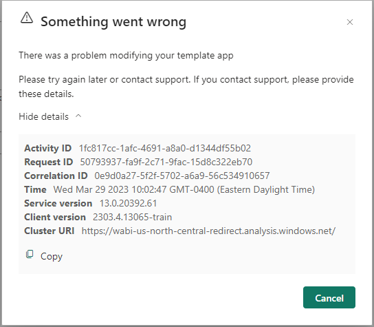 Error when creating app - Microsoft Fabric Community