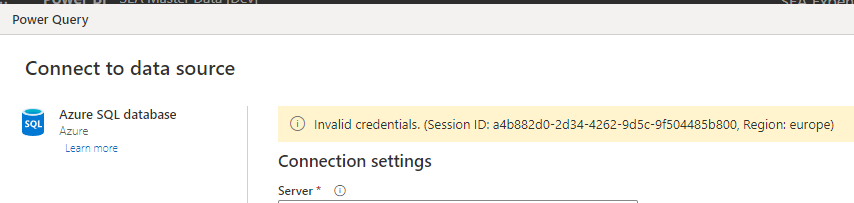 Datamart Fail to connect to Azure SQL database - Microsoft Fabric Community