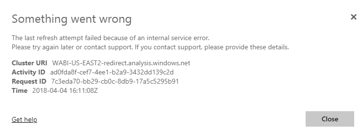 Data Refresh Internal Service Error - Microsoft Fabric Community