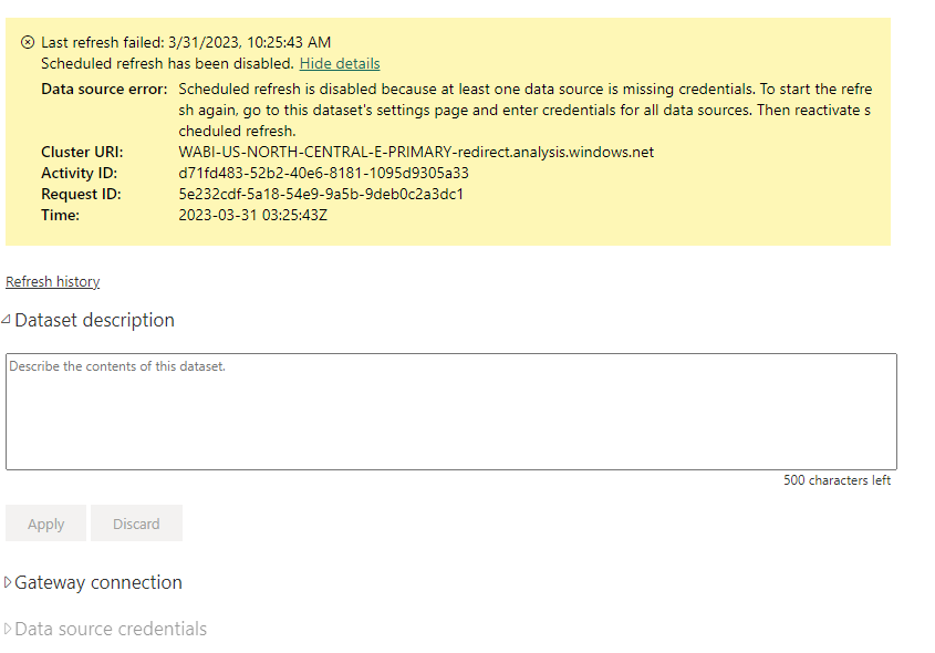 Can't edit credentials and set schedule refresh - Microsoft Fabric ...