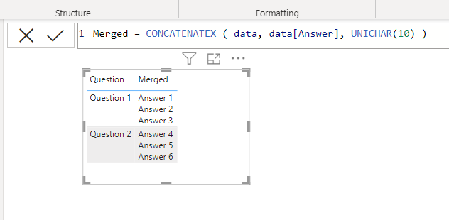 Solved: Trying to merge a column into one row - Microsoft Fabric Community