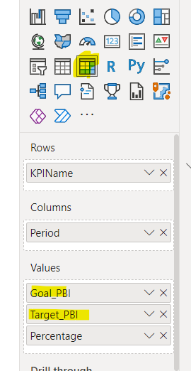 Power BI Matrix table, how to move Goal and Target... - Microsoft ...