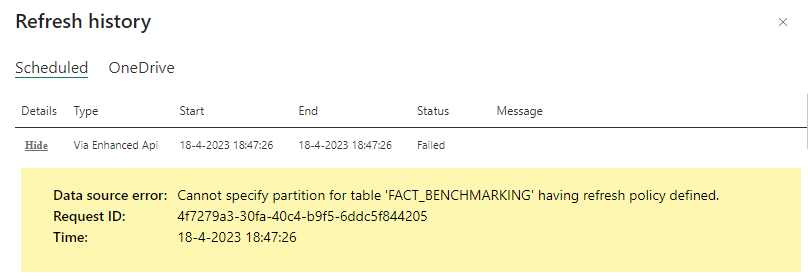 Enhanced Refresh API Incremental Refresh - Cannot ... - Microsoft ...