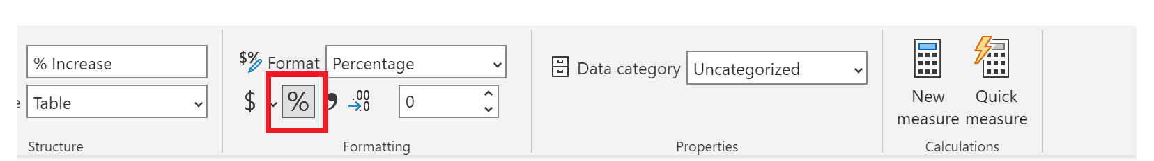 Solved: How to calculate in Power BI the %increase measure ...