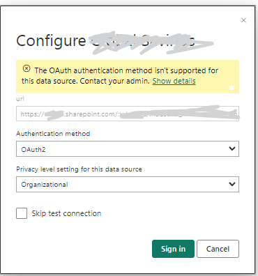 CREDENTIALS SHAREPOINT - Failed to test the connec... - Microsoft ...