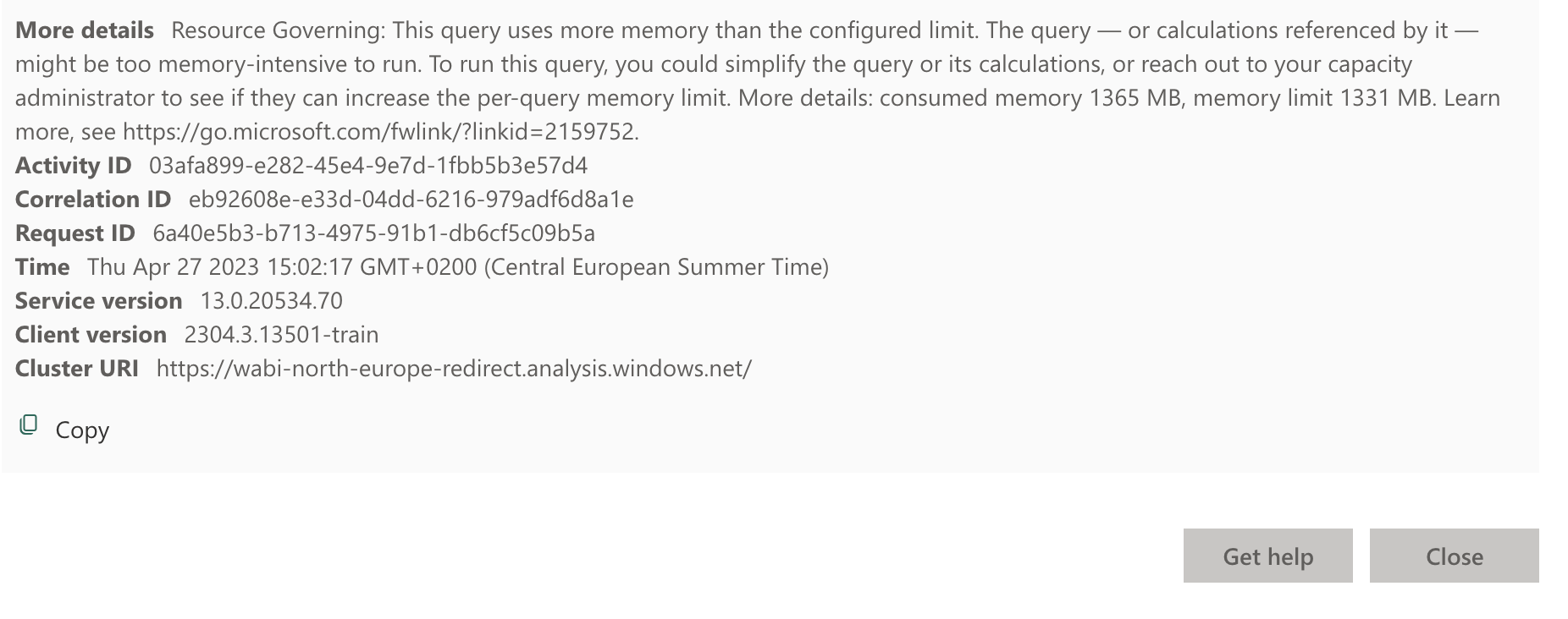 Power BI resource exceeded error in Desktop and se... - Microsoft ...
