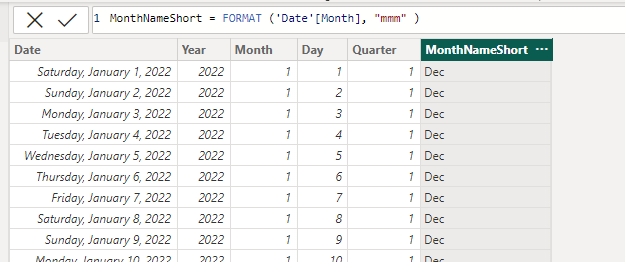 date table with month name - Microsoft Fabric Community