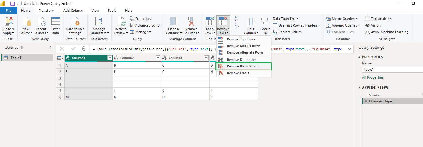 Removing empty cells in a table row - Microsoft Fabric Community