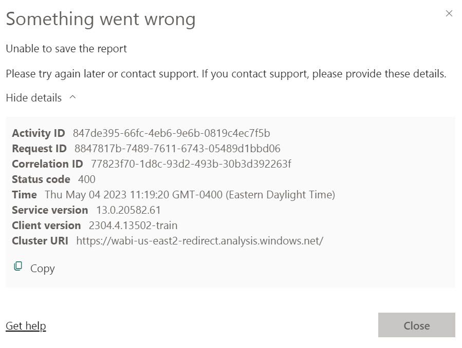 Unable to save report - Microsoft Fabric Community