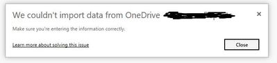 import through onedrive