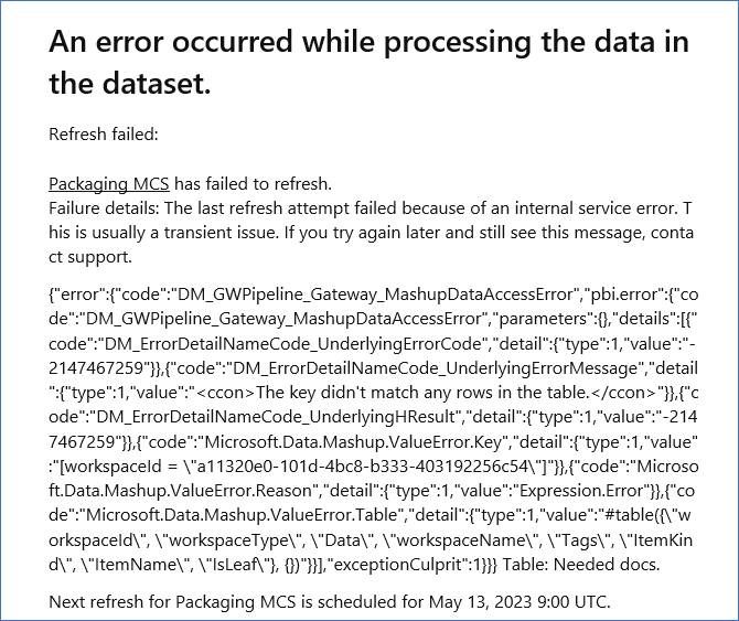 Power BI Service refresh error - Microsoft Fabric Community