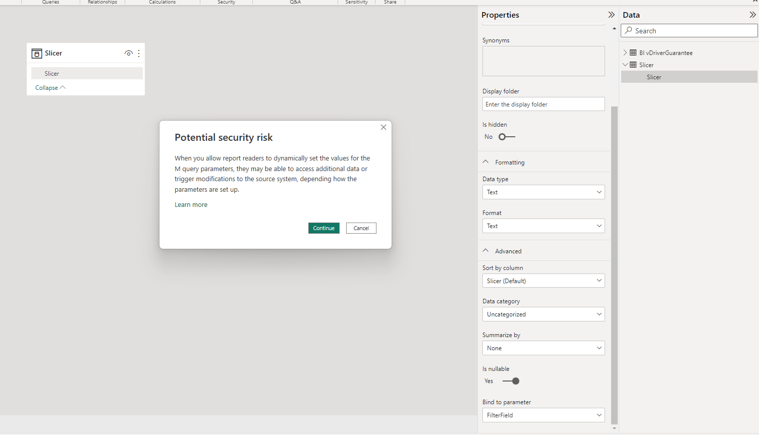 Potential Security Risk - turn off message - Microsoft Fabric Community