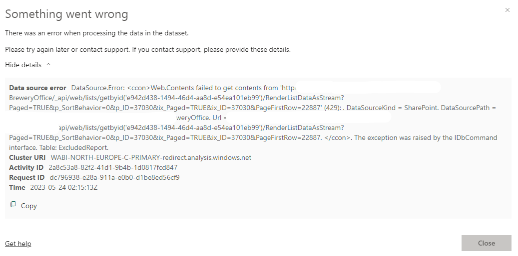 [Issue] Online Refresh with Sharepoint source - Microsoft Fabric Community
