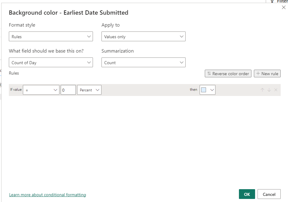 Solved: Coditional formatting matrix values based on text ...