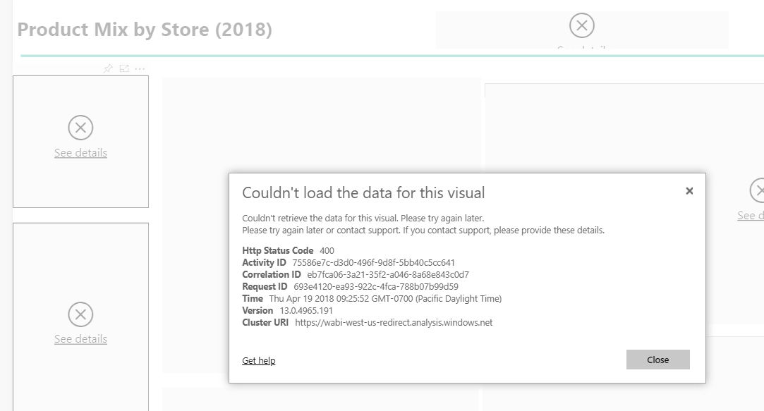 Issue: Couldn't load the data for this visual - Microsoft Fabric Community