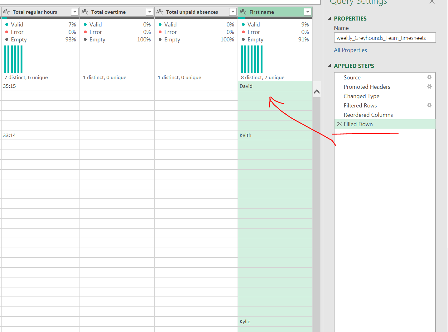 Remove Rows or Fill Down functions don't work - Microsoft Fabric Community