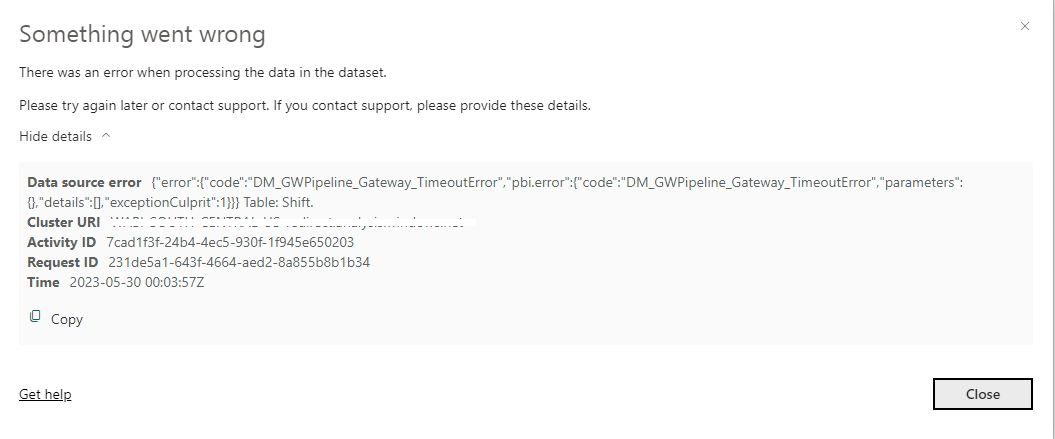 PowerBi service- Gateway Time-out Error Everyday - Microsoft Fabric ...