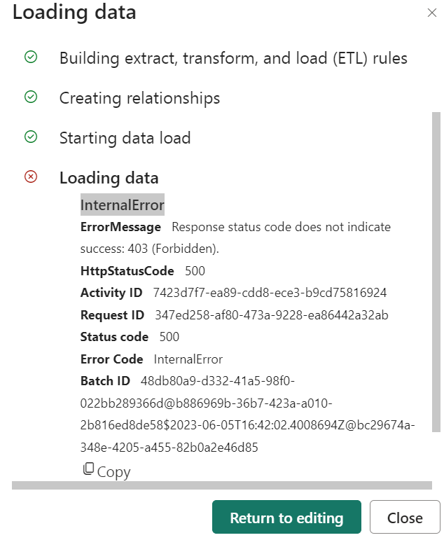 Datamart Internal error - Microsoft Fabric Community
